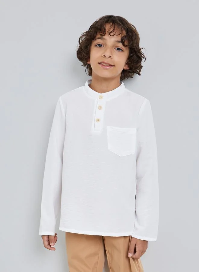 Styli Boys White Shirt and Beige Pant Set